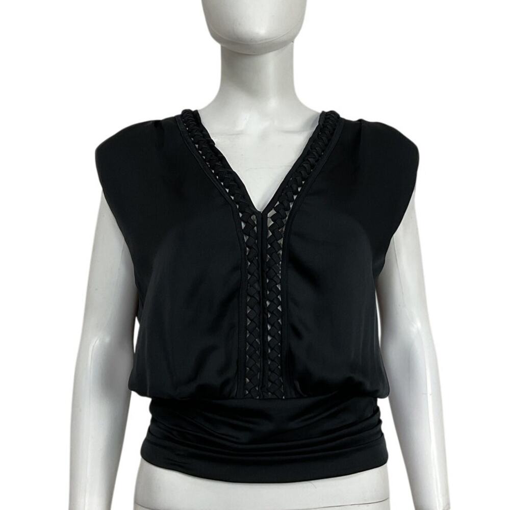 Ramy Brook Sleek Black Peyton V-Neck Tank Top Size M